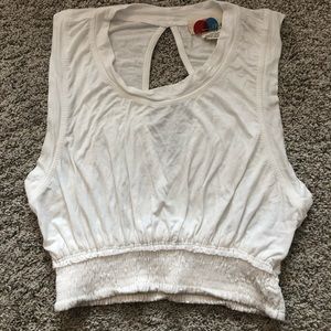 Free People Beach White Crop Tank Top Back Cutout